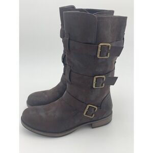 RuffHewn Cooper Brown Triple Buckle Moto Mid Calf Boots RH-COOPER Size 7.5M